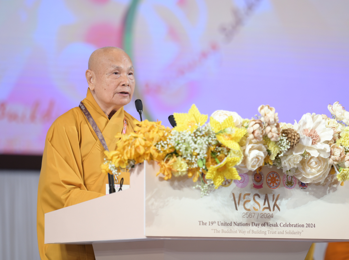Trưởng lão Hòa thượng Chủ tịch phát biểu tại Đại lễ Vesak LHQ 2024 tại Thái Lan